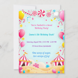Sweet Candy Carnival Geburtstagsparty Einladung