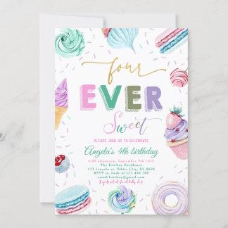 Sweet Candy Celebration 4. Geburtstag Einladung