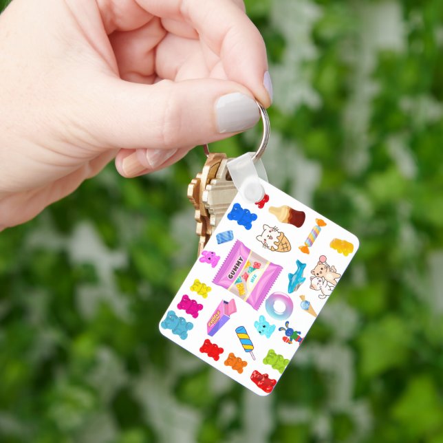 Sweet Candy Collage Acrylic Keychain Schlüsselanhänger (Hand)
