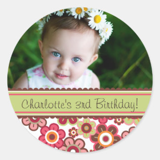 Sweet Candy Daisies Girl Birthday Foto Sticker