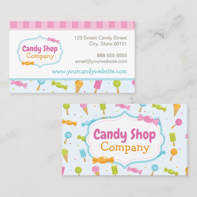 Sweet Candy Fun Confetti Business Card Visitenkarte (Vorne/Hinten)