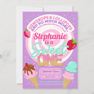 Sweet Candy Land 1. Geburtstag Party Einladungen