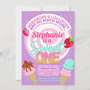 Sweet Candy Land 1er Anniversaire Fête Invitations
