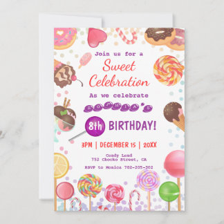 Sweet Candy Land Birthday Ice Creme Donut Party Einladung