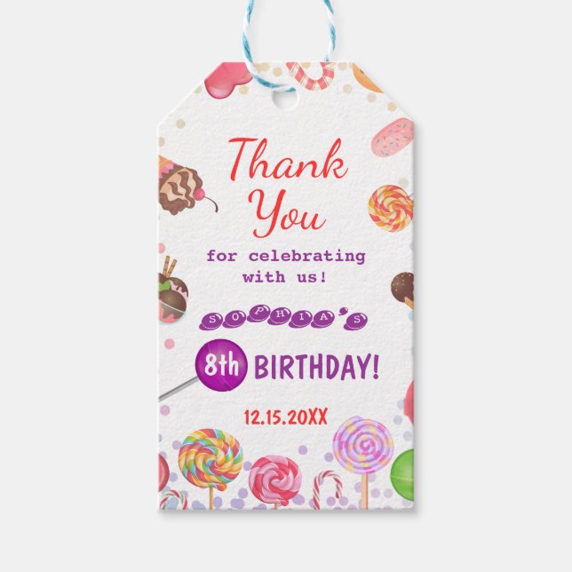Sweet Candy Land Birthday Ice Creme Donut Party Geschenkanhänger (Vorderseite)