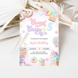 Sweet Candy Land Ice Creme Girls 5th Birthday Einladung