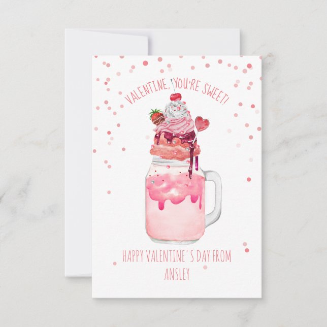Sweet Candy Milkshake Classroom Valentine Karte (Vorderseite)