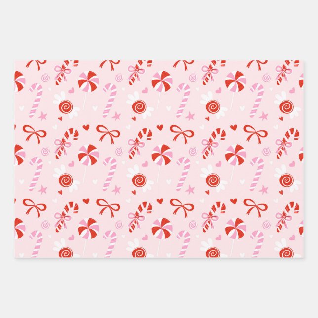Sweet Candy Pink Wrapping Paper Geschenkpapier Set (Vorderseite)