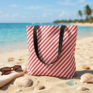 Sweet Candy Red White Stripes Shopping Tasche