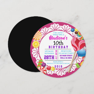 SWEET CANDY ROUND Anniversaire Fête Invitation
