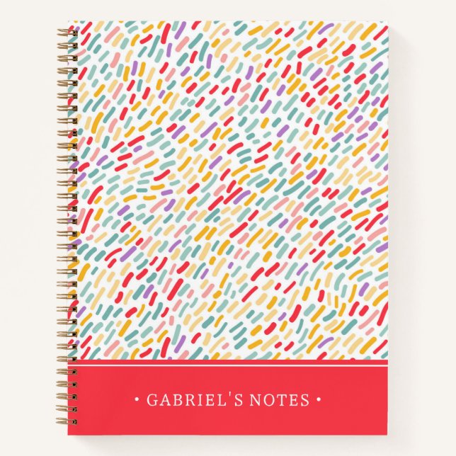 Sweet Candy Sprinkle Muster | Name hinzufügen Notizbuch (Vorderseite)