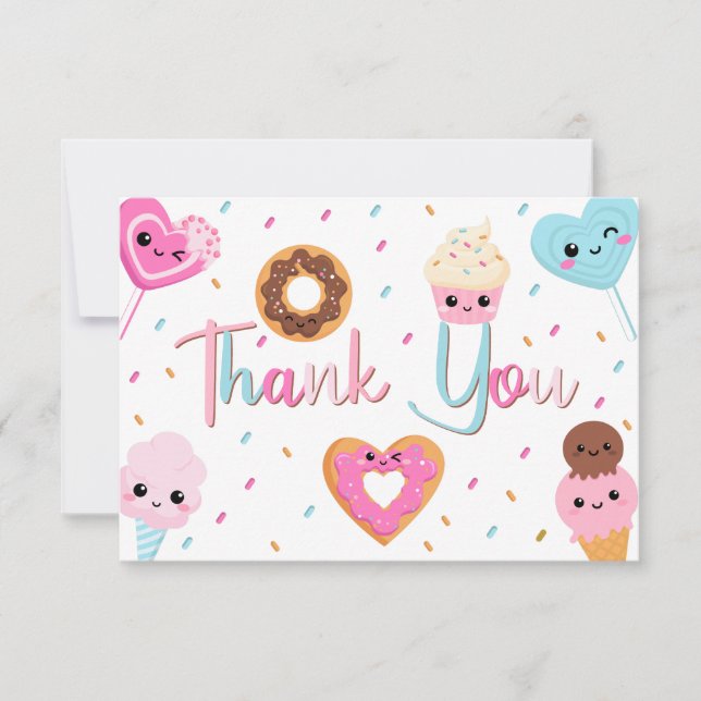 Sweet Candy Sprinkles Donut Baby Dusche Vielen Dan Dankeskarte (Vorderseite)
