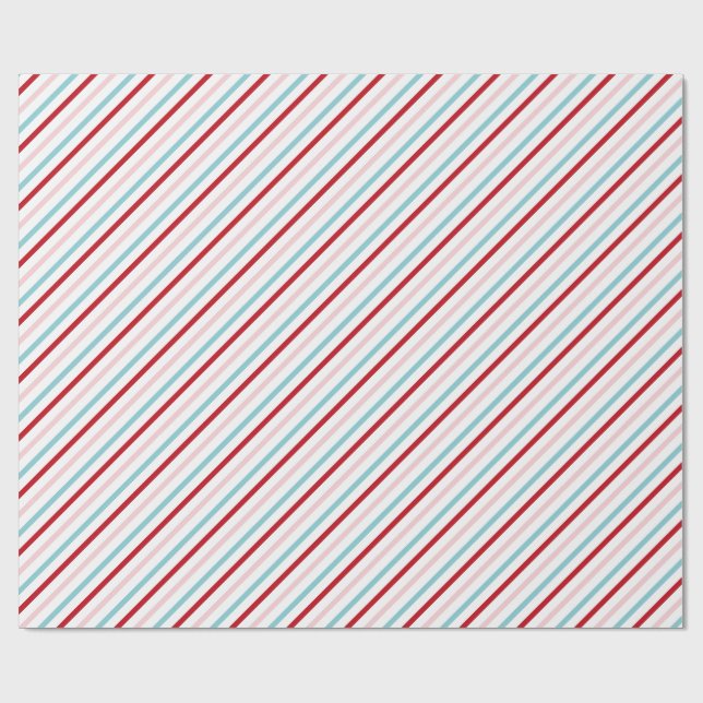 Sweet Candy Stripe Red Pink Blue Holiday/Bday  Geschenkpapier (Flach)