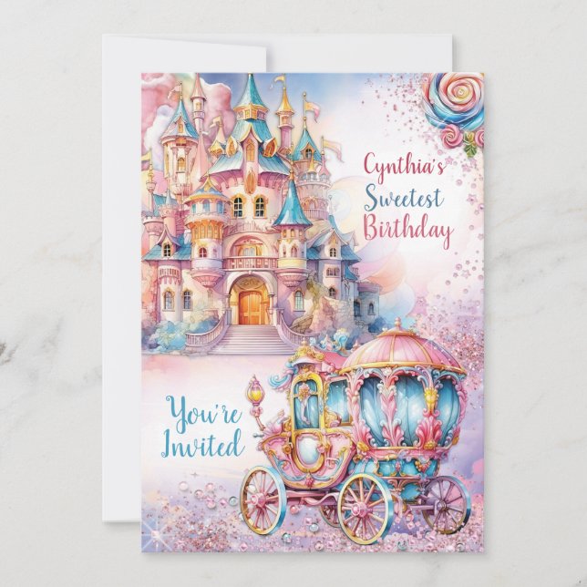 Sweet Candyland Anniversaire Fête Invitation (Devant)