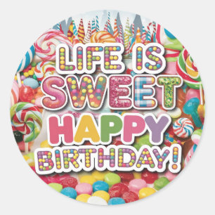 Sweet Candyland Birthday Design - Spaß & Farben Runder Aufkleber