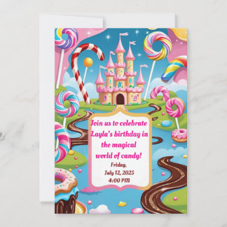 Sweet Candyland Birthday Party Invitation for Kids Einladung