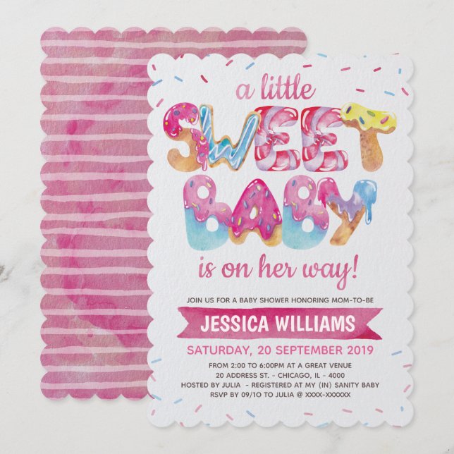 Sweet Candyland Sprinkles Kinderdusche Einladung (Vorne/Hinten)