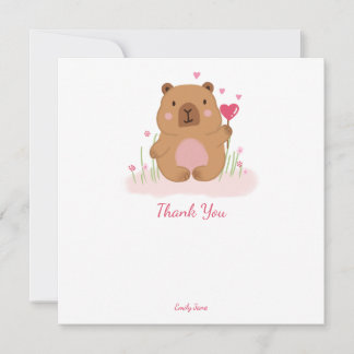 Sweet Capybara Birthday Presonalized Thank You Dankeskarte