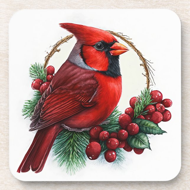 Sweet Cardinal Vacances d'hiver / Dessous de verre (Devant)