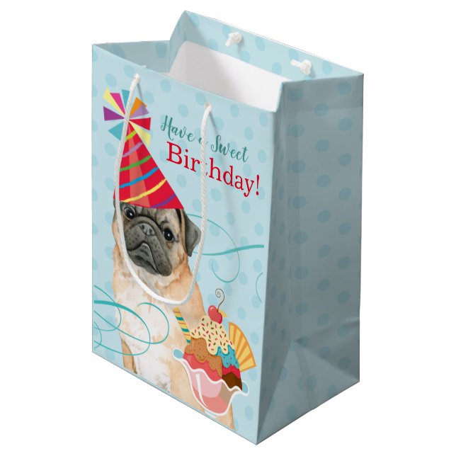 Sweet Carlin d'anniversaire moyen sac cadeau (Devant Angle)