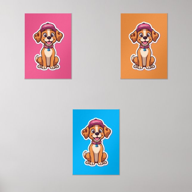 Sweet Cartoon Chien - Happy Puppy dans Sticker Cas (Recto)