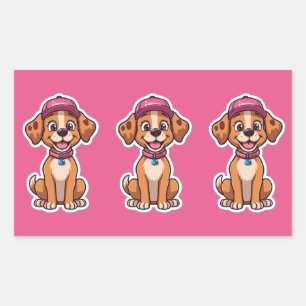 Sweet Cartoon Dog - Happy Puppy in Cap Sticker
