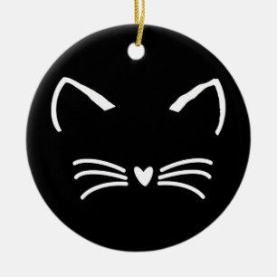Sweet Cat Kitten Face Keramik Ornament