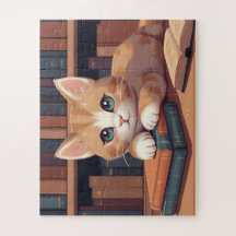 Sweet Cat Lying on Books