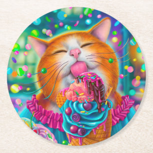 Sweet Cat Runder Pappuntersetzer