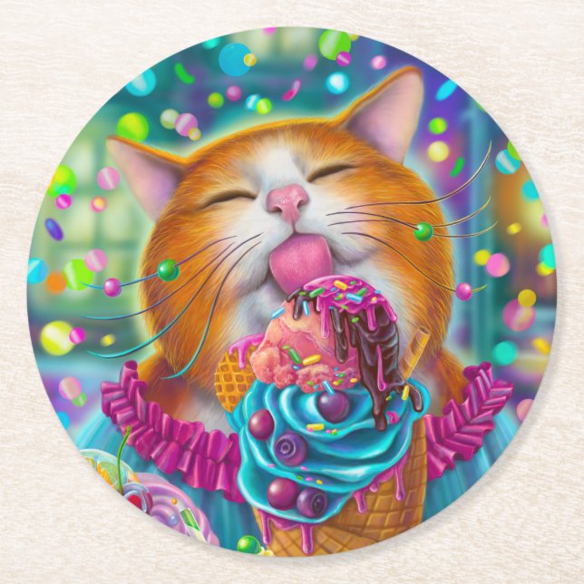 Sweet Cat Runder Pappuntersetzer (Vorderseite)
