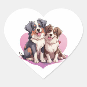Sweet Cavalier Spaniel Couple im Herzen Herz-Aufkleber