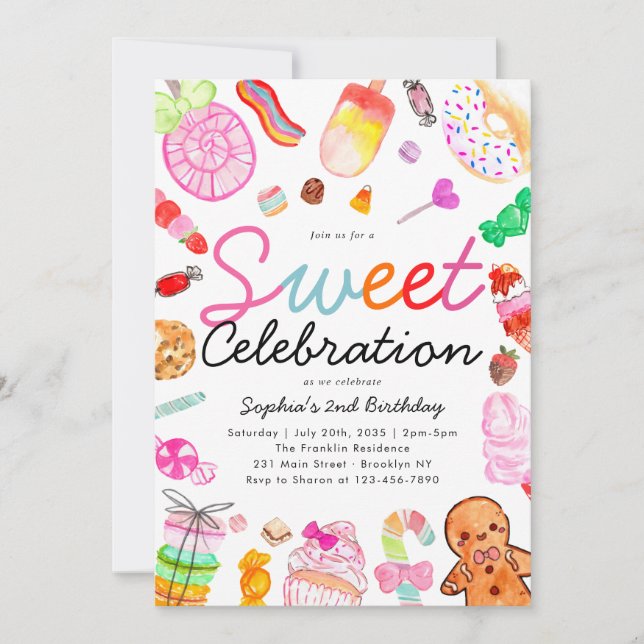 Sweet Celebration Candy Kids Candyland Birthday Einladung (Vorderseite)