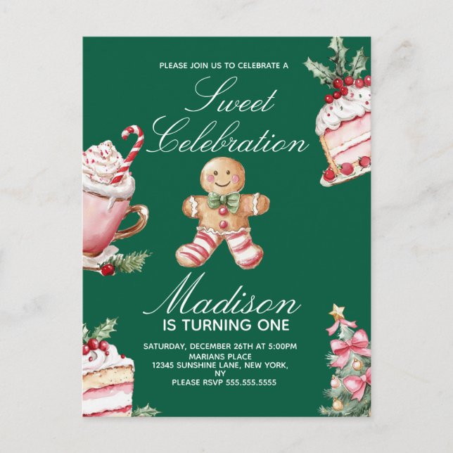 Sweet Celebration Christmas Birthday Party Postkarte (Vorderseite)