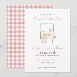 Sweet Celebration Ice Creme Pink Geburtstag Einladung