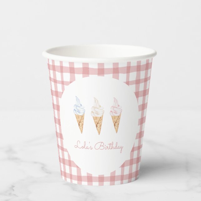 Sweet Celebration Ice Creme Pink Geburtstag Pappbecher (Vorderseite)