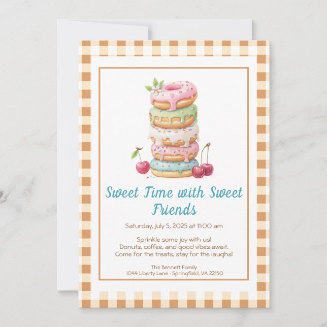 Sweet Celebration Invite – Colorful Donuts Party  Einladung (Vorderseite)