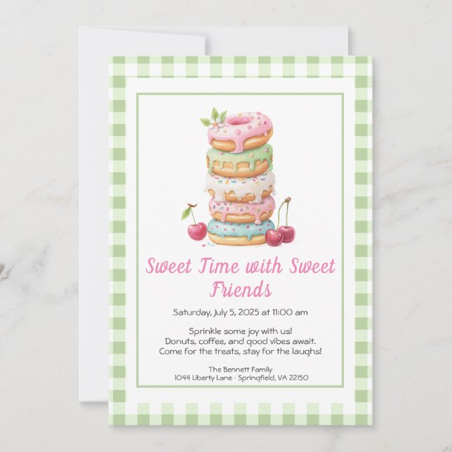 Sweet Celebration Invite – Colorful Donuts Party  Einladung (Vorderseite)
