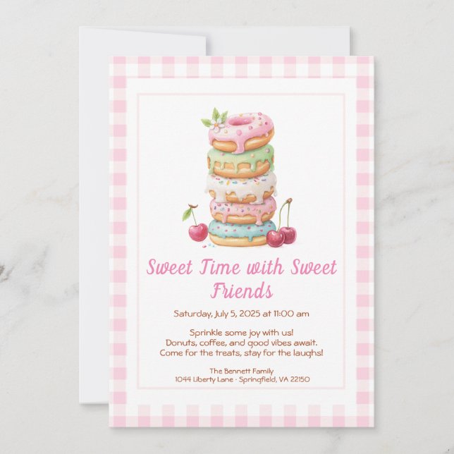 Sweet Celebration Invite – Colorful Donuts Party  Einladung (Vorderseite)