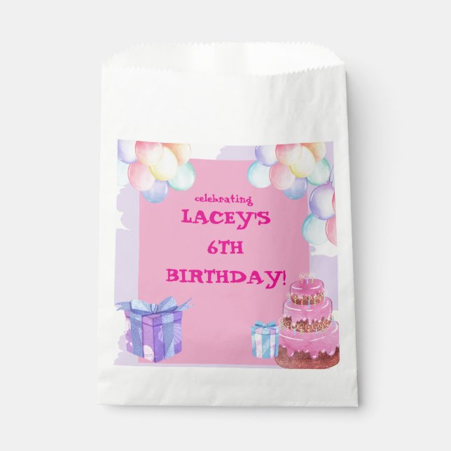 Sweet Celebration: Lila und rosa Geburtstag Geschenktütchen (Vorderseite)