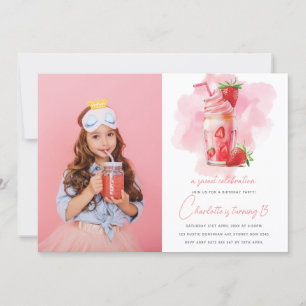Sweet Celebration Strawberry Birthday Foto Einladung