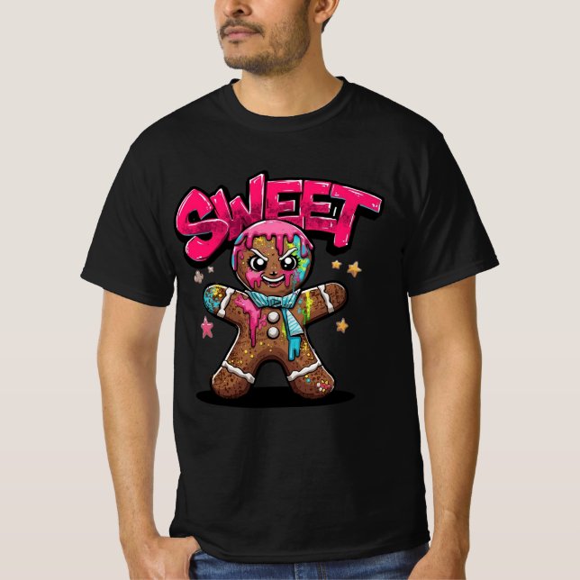 Sweet Chaos – Graffiti Gingerbread Christmas Shirt (Vorderseite)