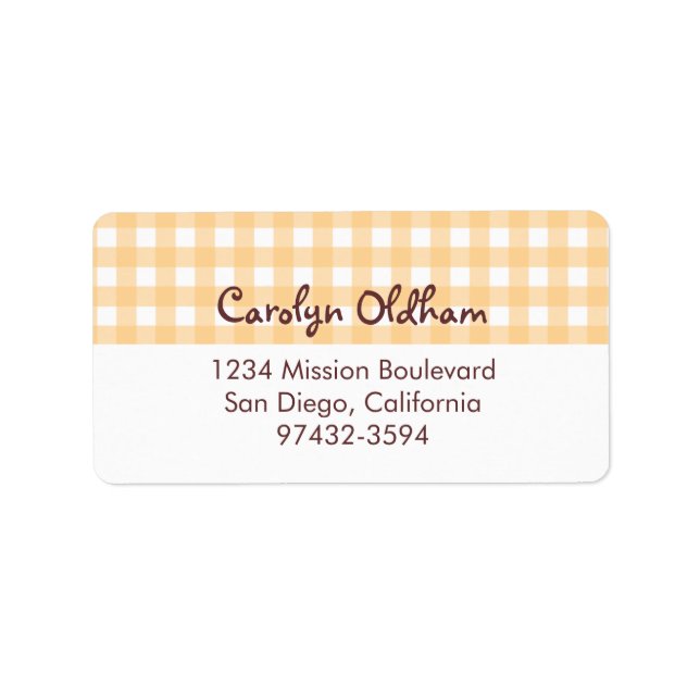 Sweet charmante Orange Gingham Rückgabe oder Versa Adressaufkleber (Vorne)