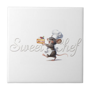 "Sweet Chef" Maus-Logo-Illustration Fliese