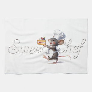 "Sweet Chef" Maus-Logo-Illustration Geschirrtuch