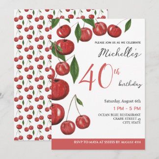Sweet Cherries Aquarellbilder Geburtstag in Einladung