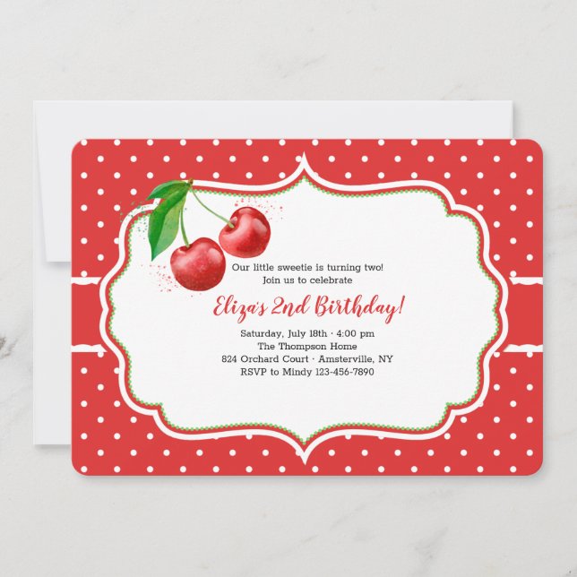 Sweet Cherries Invitation de fête d'anniversaire (Devant)