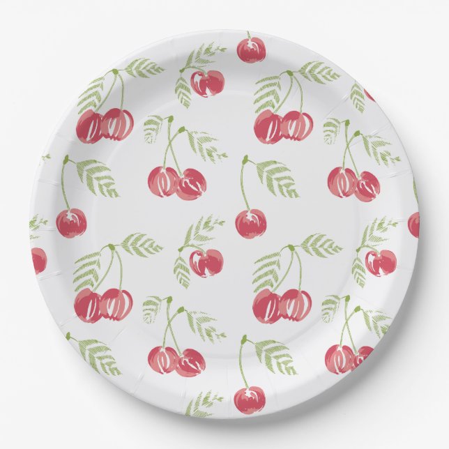Sweet Cherries Red Green Pappteller (Vorderseite)