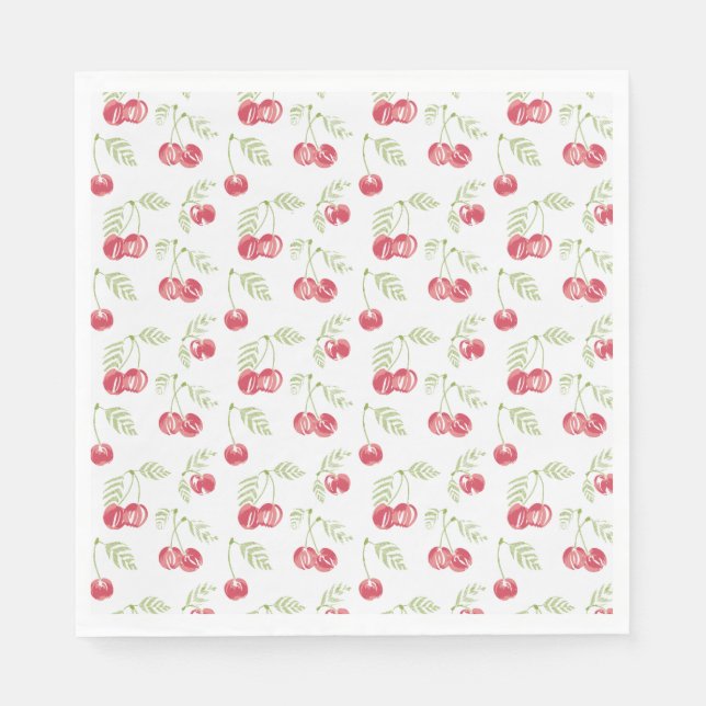 Sweet Cherries Red Green Serviette (Vorderseite)