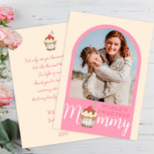 Sweet Cherry auf Top Cupcake Mothers Day Foto Card
