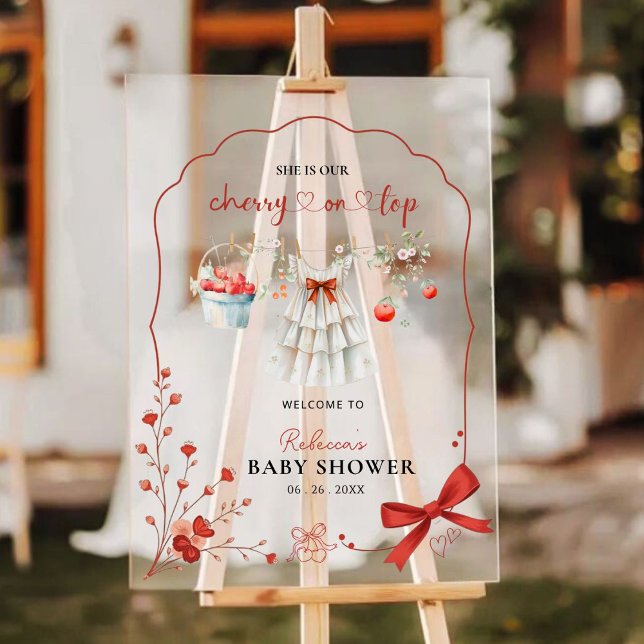 Sweet Cherry Baby Dusche Begrüßungszeichen Acrylschild (Von Creator hochgeladen)